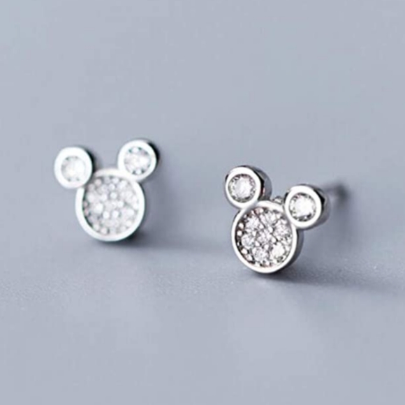 Silver Mickey Mouse Crystal Earrings - Picture 1 of 2